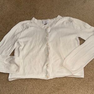 GIRLS - White Cardigan Sweater - Size 10-12